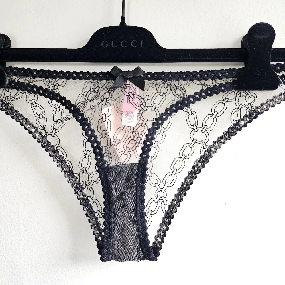 New Agent Provocateur Bailey Tulle Lace Nude/Black Brief Panties AP 2 / Small